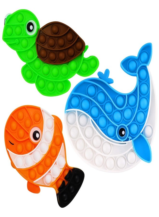 DEARIDAP 3 PCS Ocean Animal Fidget Toys for Kids, Marine Push Bubble Fidget Toys, Silicone Squeeze Sensory Toys, Stress Relief Toy for Kids Adults School Classroom Gift Party Favors - Image 1
